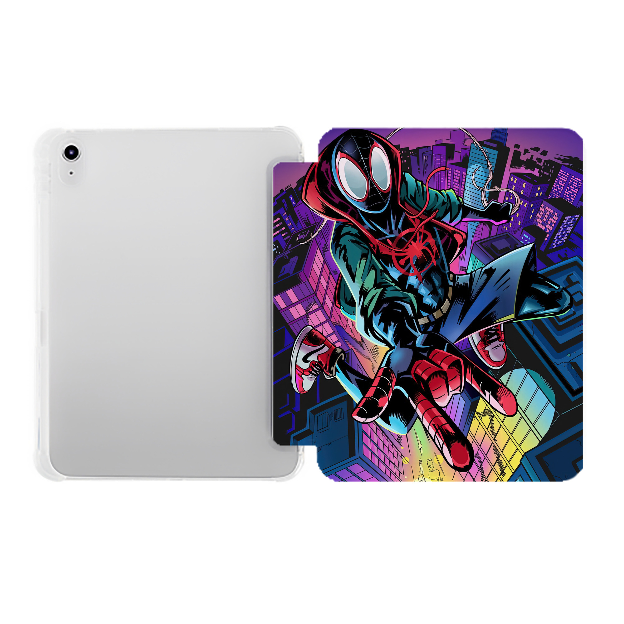 （画像用） Spider Man スパイダーマン IPad ケース ペン収納付き 三つ折りスタンド PUレザー×シリコン 対応機種9.5/10.5/10.9インチ